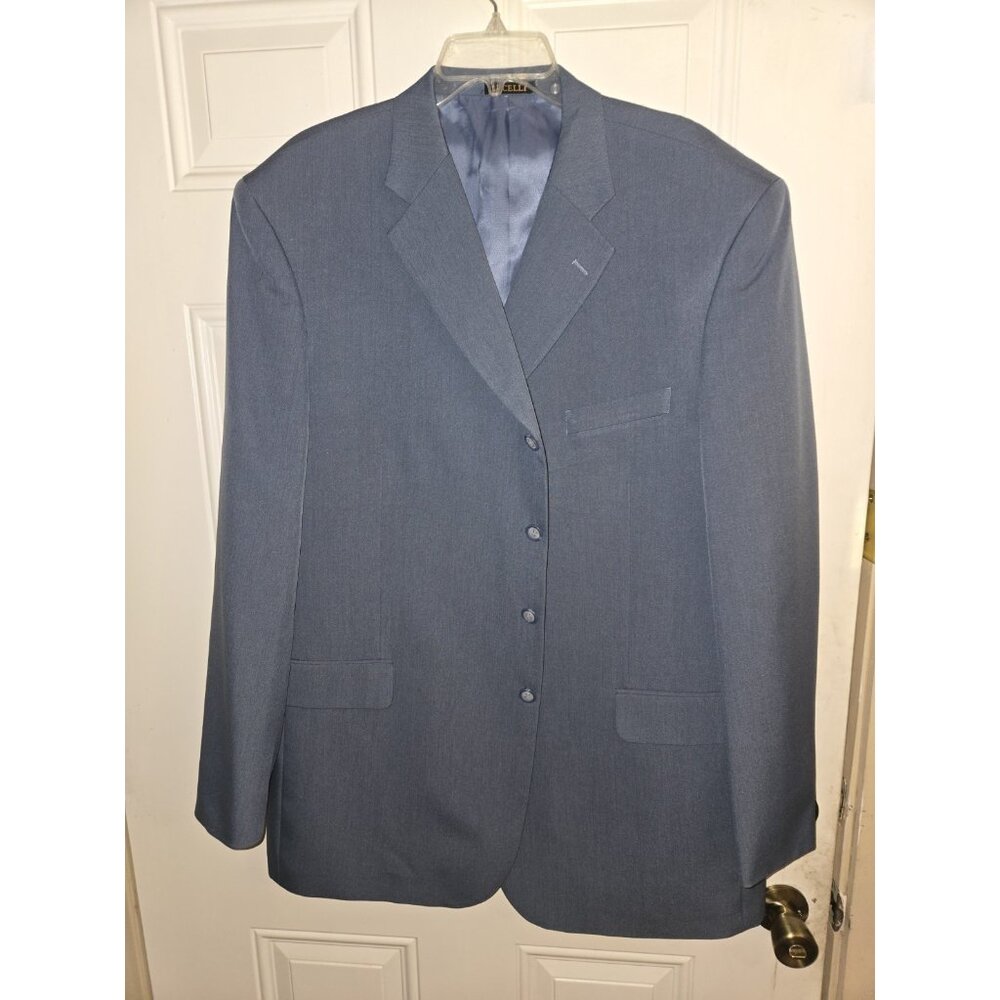 Lucelli Blazer Sport Coat Men's Size 48 L Navy Blue Suit Jacket
